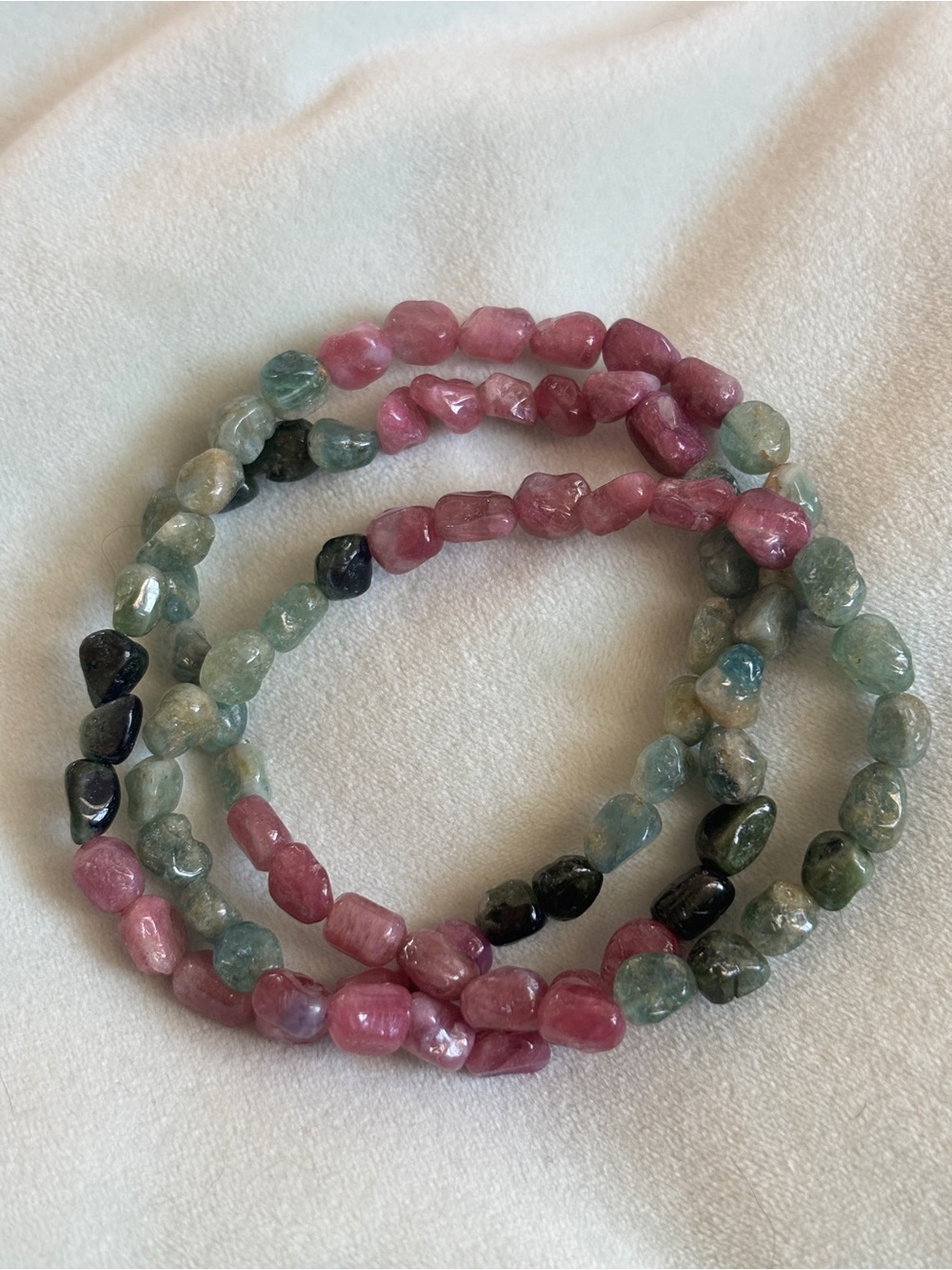 Pink & Green Wrap Tourmaline Stretch Bracelet
